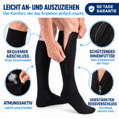 Kompressionsstrümpfe mit Reißverschluss